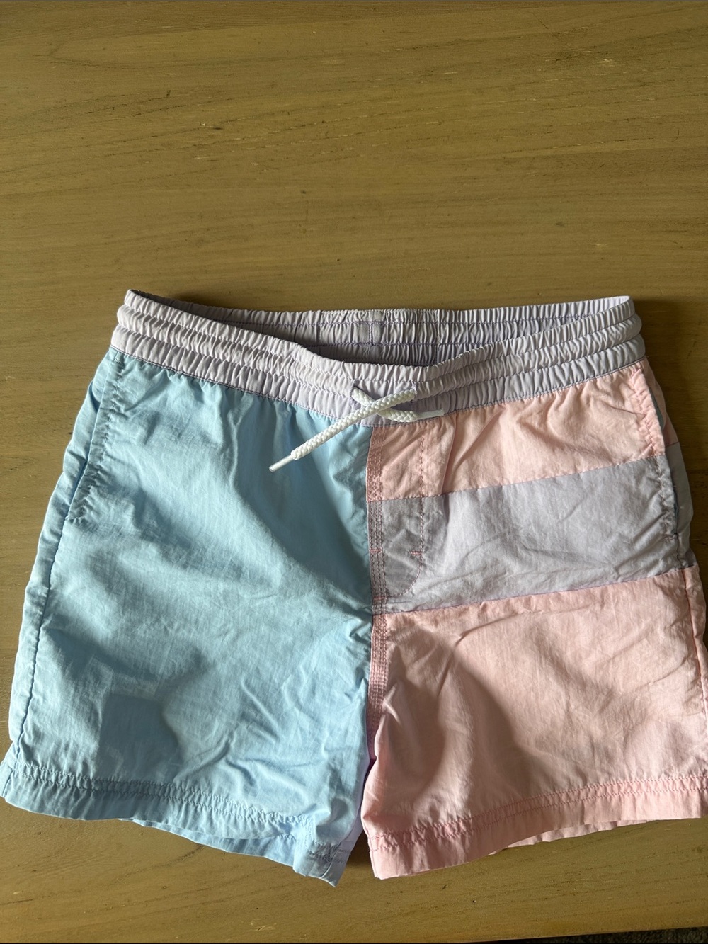 The Beaufort Bonnet Company Kids Swim Trunks in Light Blue and Light Pink